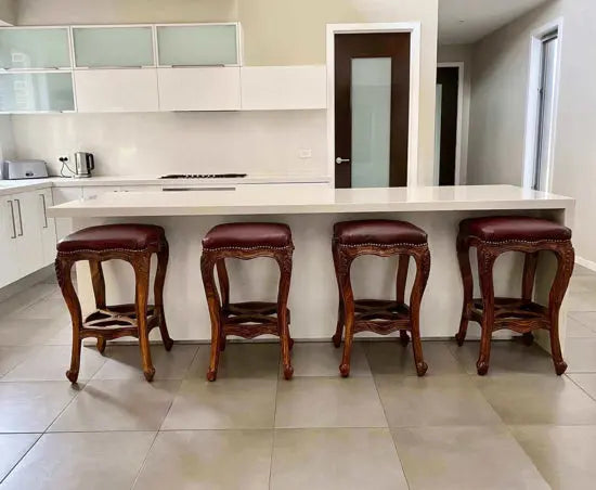 Handcrafted Solid Sheesham Wood Leo Bar Stool – Walnut Finish