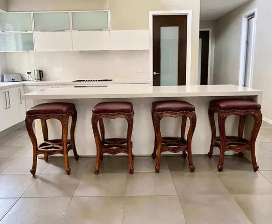 Handcrafted Solid Sheesham Wood Leo Bar Stool – Walnut Finish