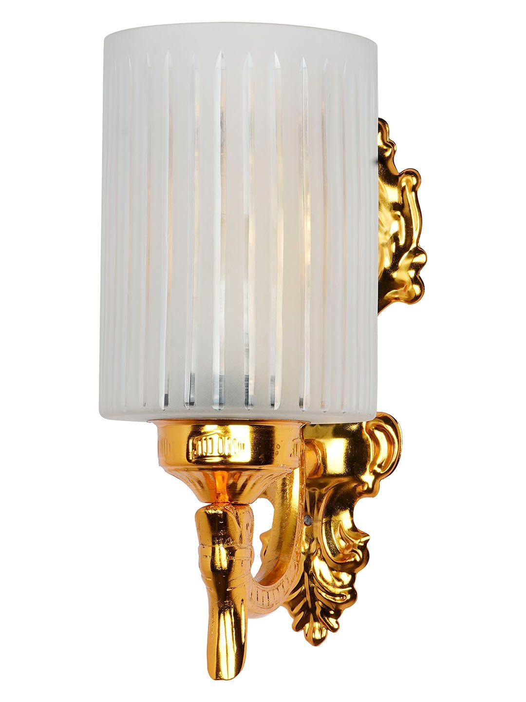Elegant Gold Traditional Wall Sconce with Frosted Hand-Cut Glass Shade