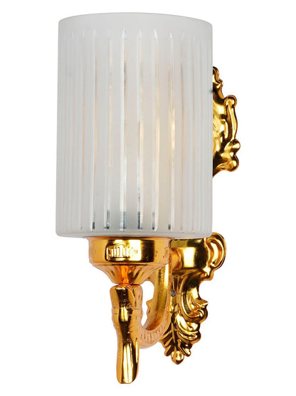 Elegant Gold Traditional Wall Sconce with Frosted Hand-Cut Glass Shade