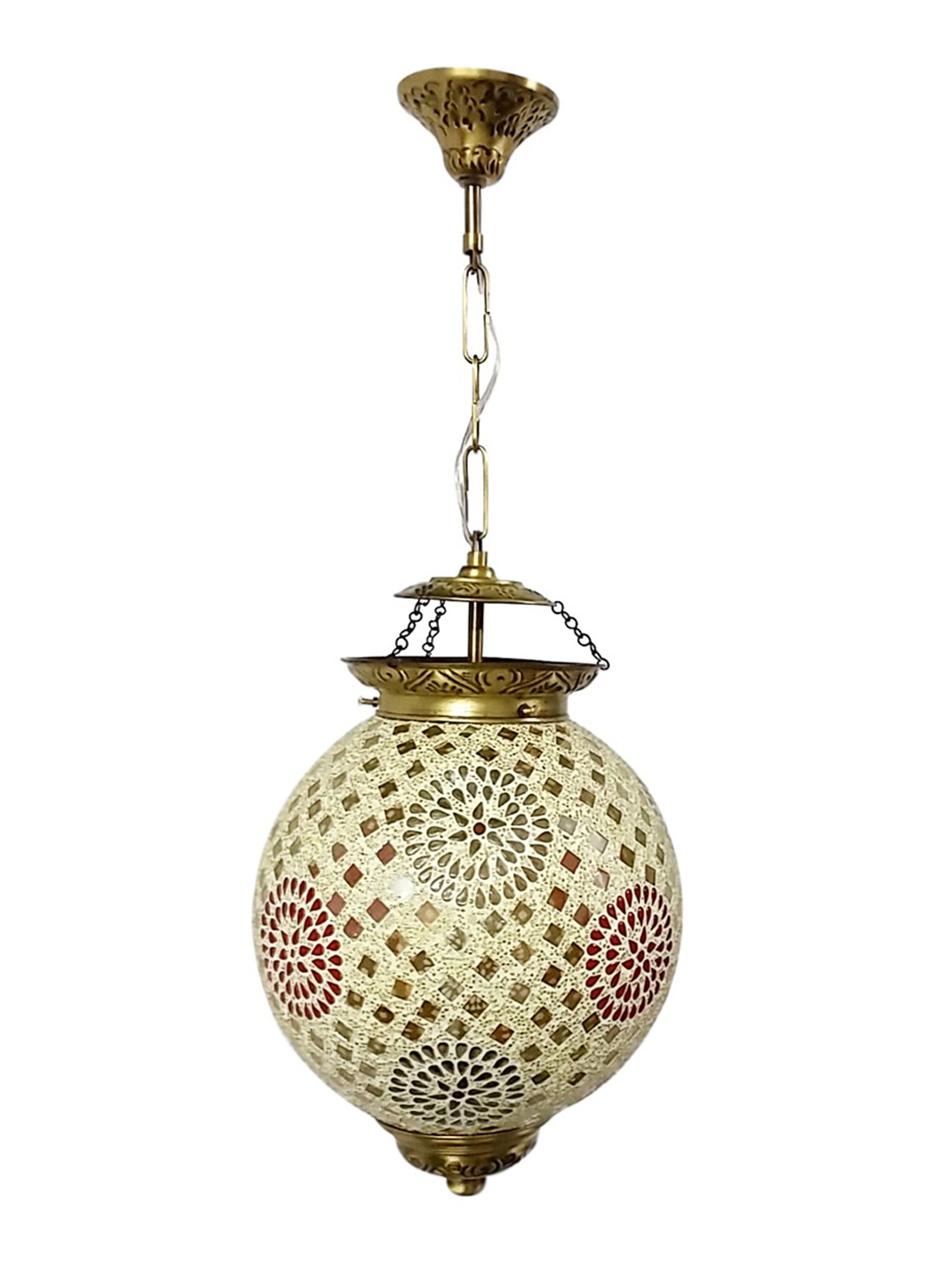 Brass Antique Glass 1-Light Pendant Light – 25.4 cm