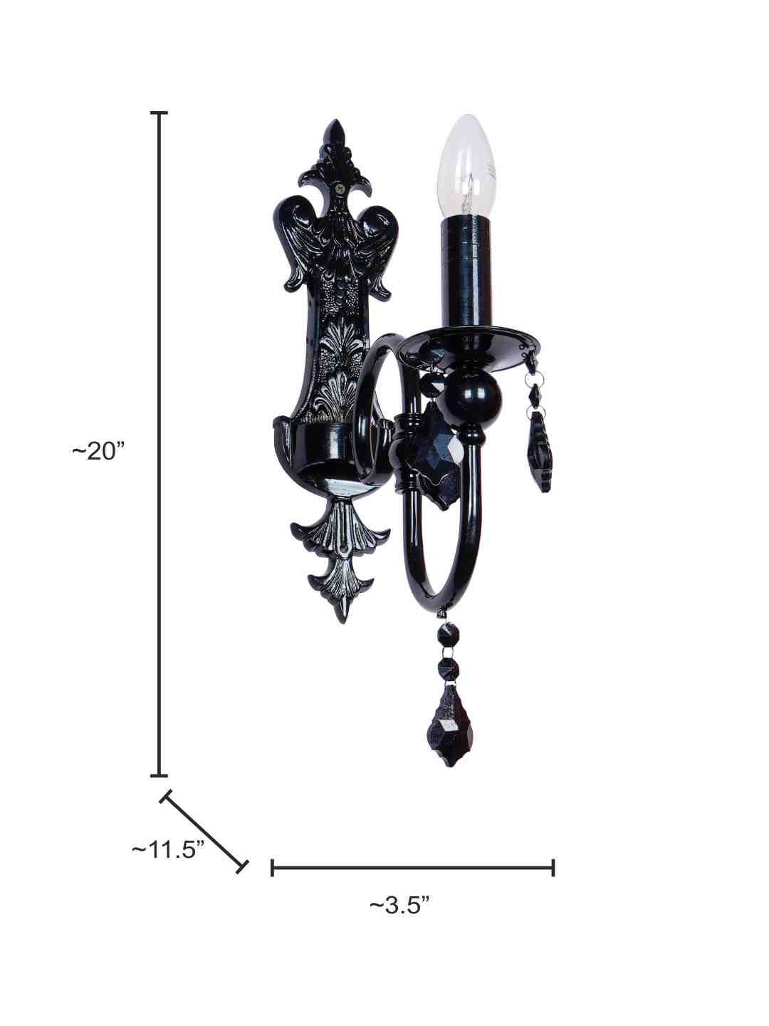 Elegant Black Crystal Candelabra Wall Sconce Light Fixture for Modern Homes