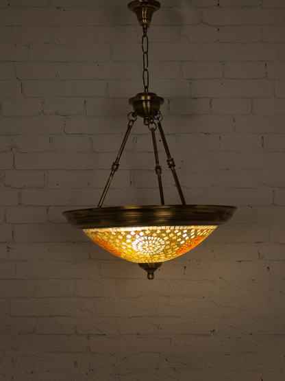 Brass Antique Glass 3-Light Hanging Light – 45.7 cm