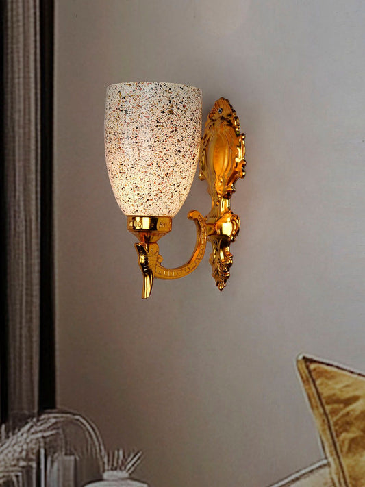 Elegant Gold Traditional Wall Sconce with Vibrant Multicolor Speckled Glass Shade