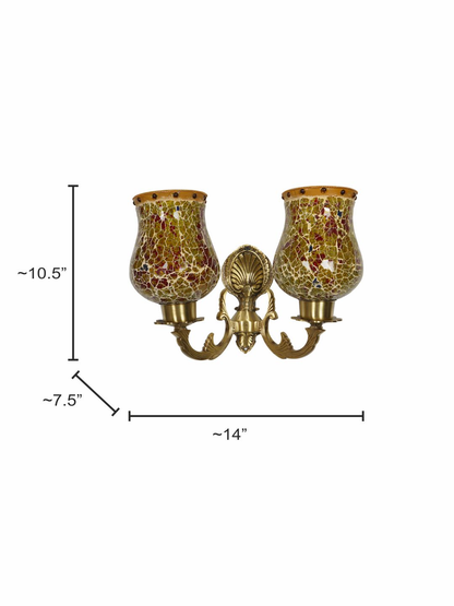Brass Antique Glass Brass 2-Light Wall Sconce – 35.6 cm
