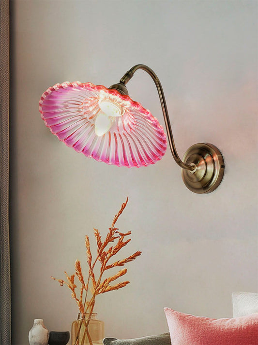Modern Industrial Pink Ribbed Glass Adjustable Gooseneck Wall Sconce