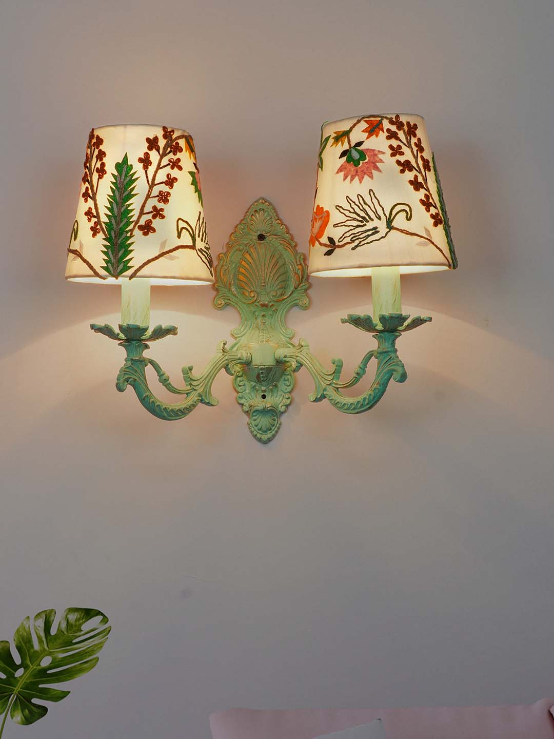 Antique Distressed Green Cast Aluminium 5-Light Candelabra Chandelier for Grand Spaces