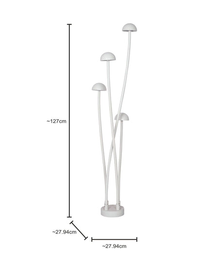 Fos Lighting Enoki Modern LED Mushroom Bollard Set, Off-White Outdoor Garden Pathway Lights