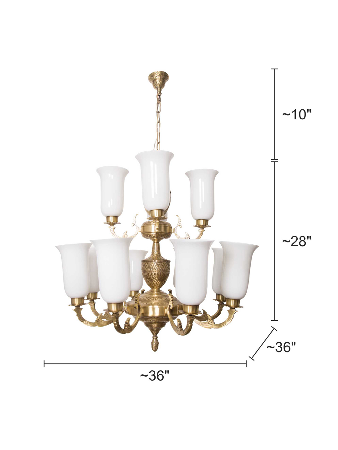 Brass Antique 2-Tier Brass Chandelier – 12 Lights