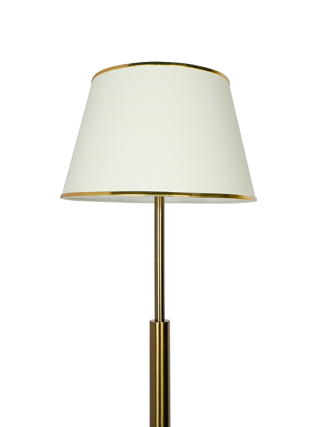 Elegant Antique Brass Double Pipe Floor Lamp with Cream Tapered Fabric Shade