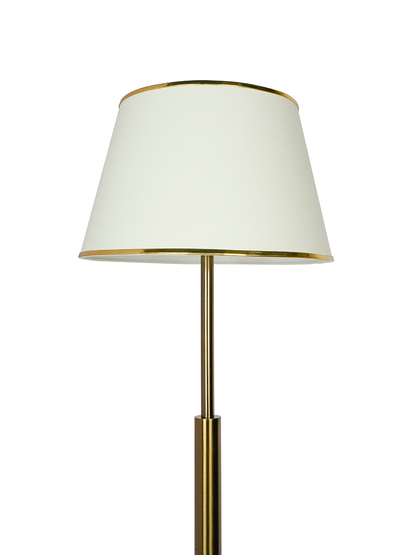 Elegant Antique Brass Double Pipe Floor Lamp with Cream Tapered Fabric Shade