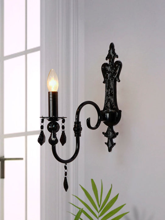Elegant Black Crystal Candelabra Wall Sconce Light Fixture for Modern Homes