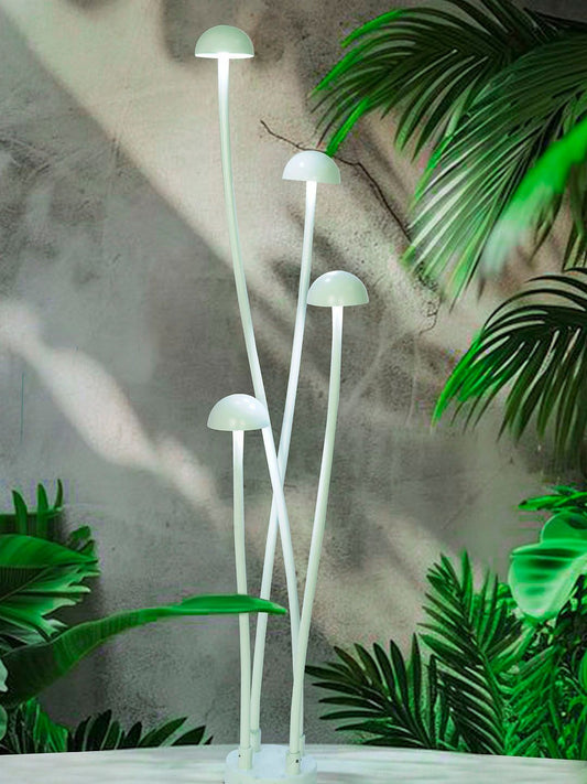 Fos Lighting Enoki Modern LED Mushroom Bollard Set, Off-White Outdoor Garden Pathway Lights
