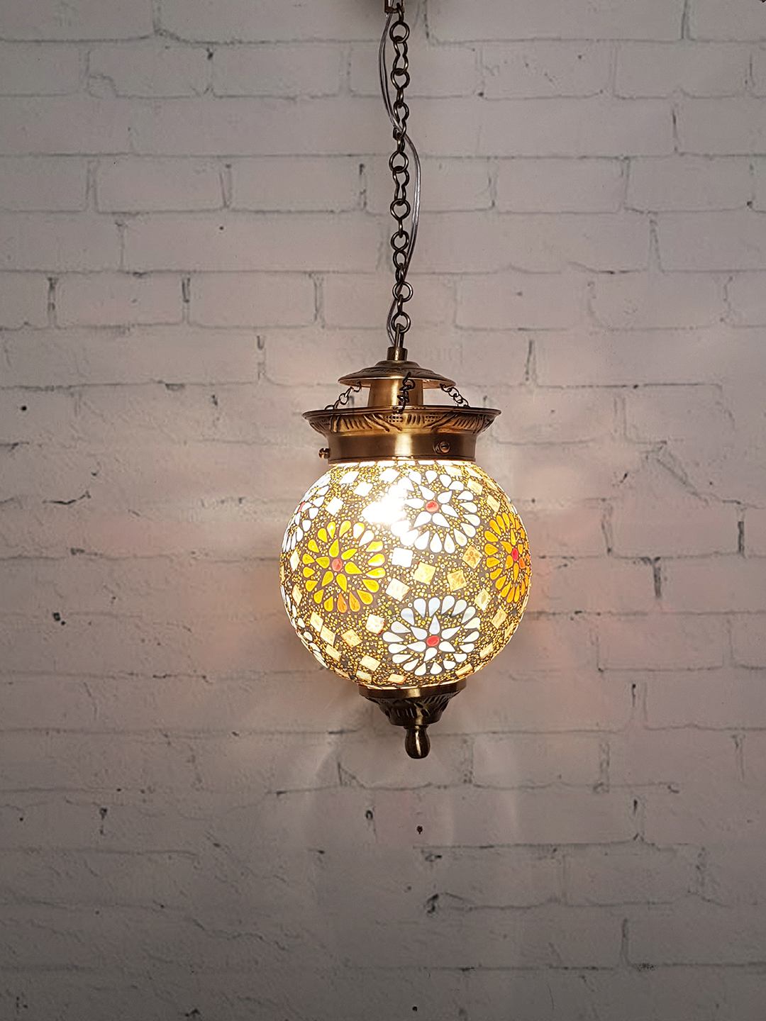 Brass Antique Glass 1-Light Mini Pendant Light – 15.2 cm