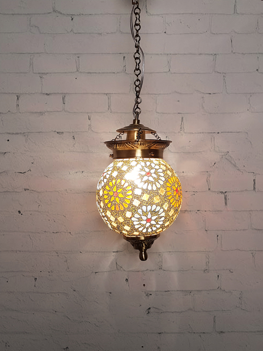 Brass Antique Glass 1-Light Mini Pendant Light – 15.2 cm