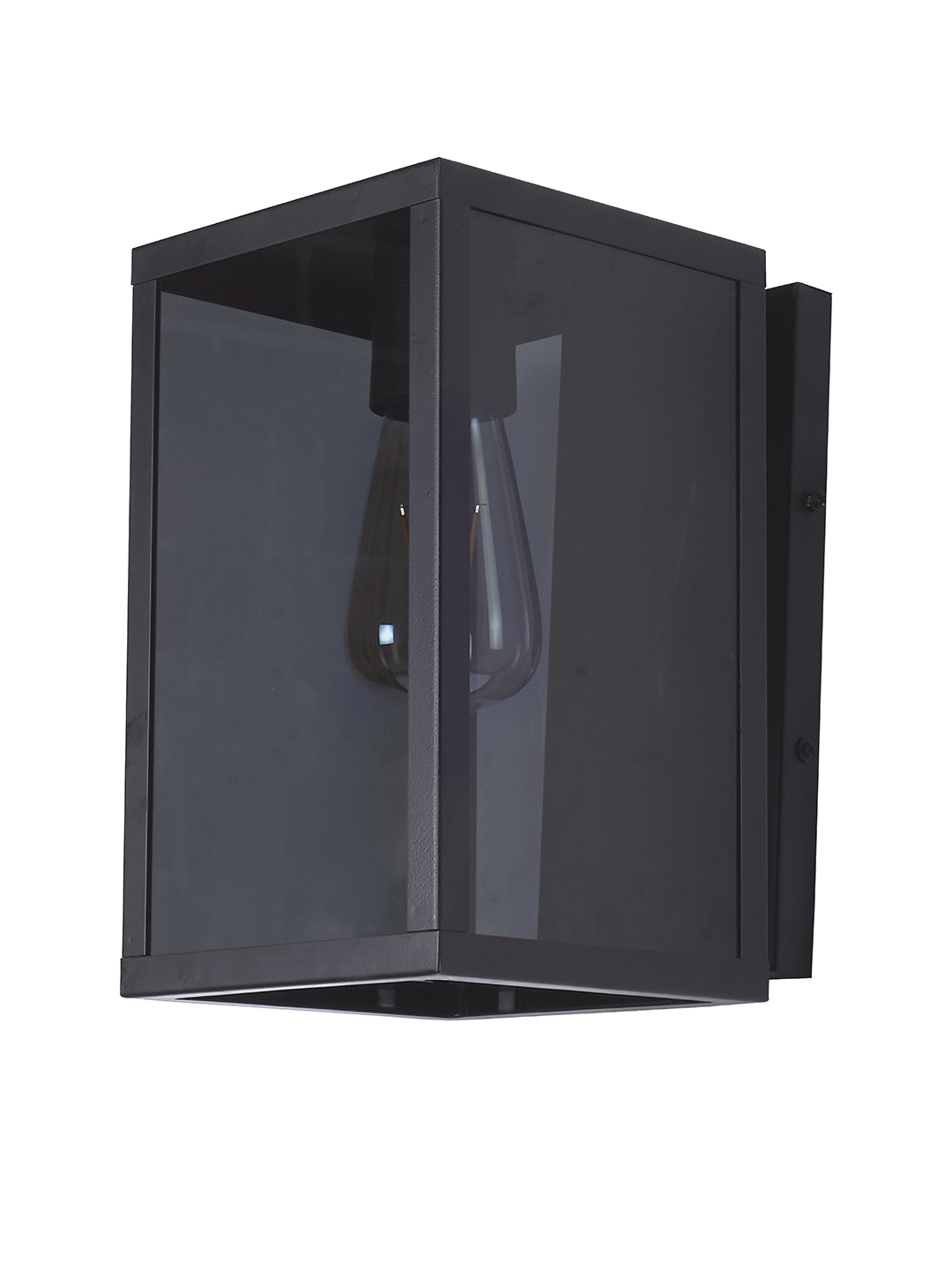 Modern Cuboid Black Steel Glass Wall Light - Indoor Outdoor Sconce Fixture