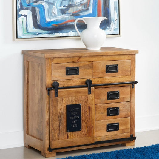 Premium Exotic Five Drawer Storage Cabinet with Natural Brown Finish