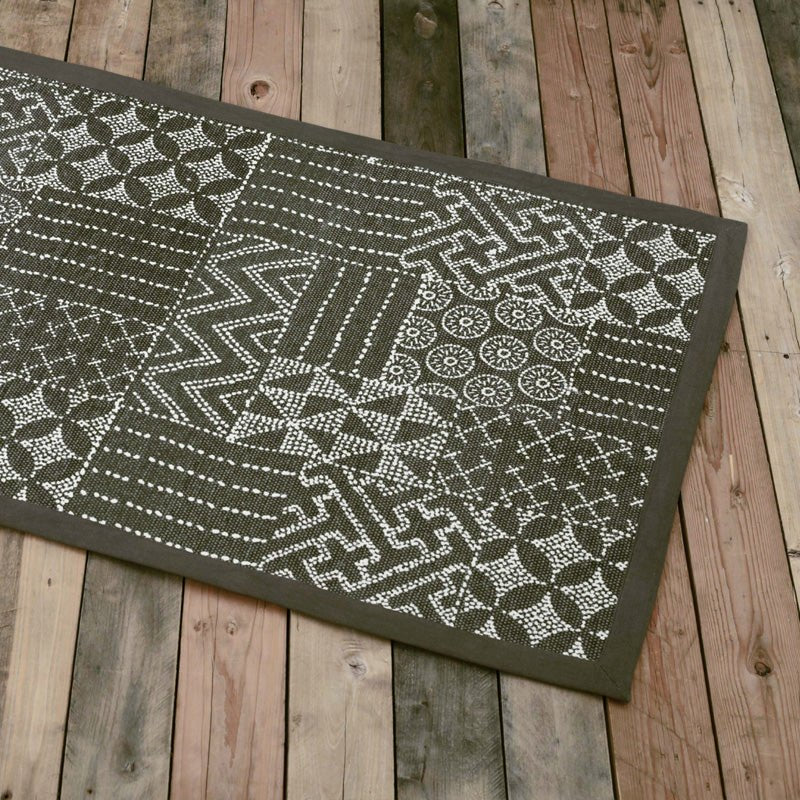 Grey Hamong Patchwork Tribal Print Cotton Rug | Handmade in India | 24×36"
