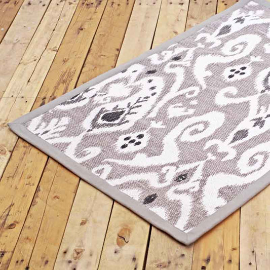 Gray Ikat Printed Cotton Handwoven Rug – 24x36 Inch