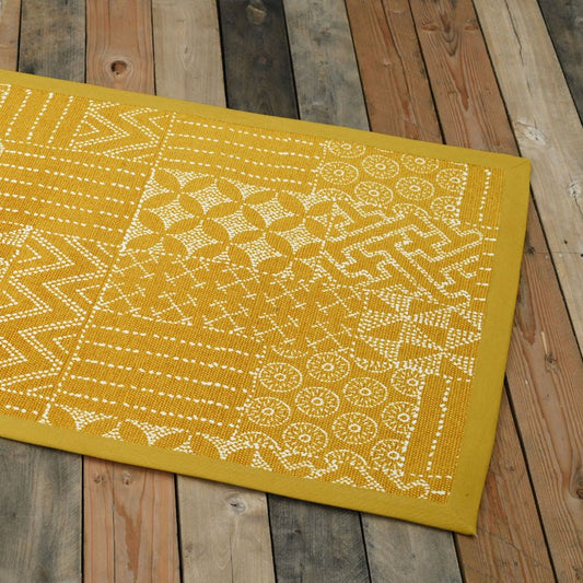 Mustard Geometric Cotton Printed Rug – Handcrafted 24x36 Inch