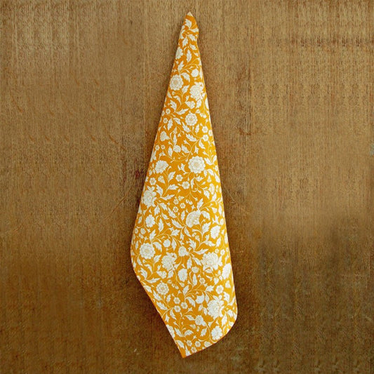 Vivid Yellow Kalamkari Handcrafted Cotton Kitchen Towel Set
