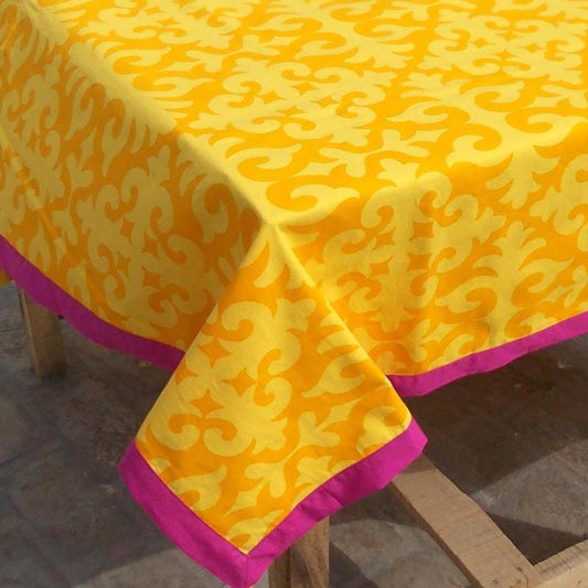 Vliving Shyrdak Yellow Cotton Table Cover – Vibrant Moroccan Print