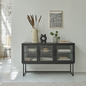 Gatsby Mirrored Metal & Corrugated Glass Sideboard – Elegant Storage