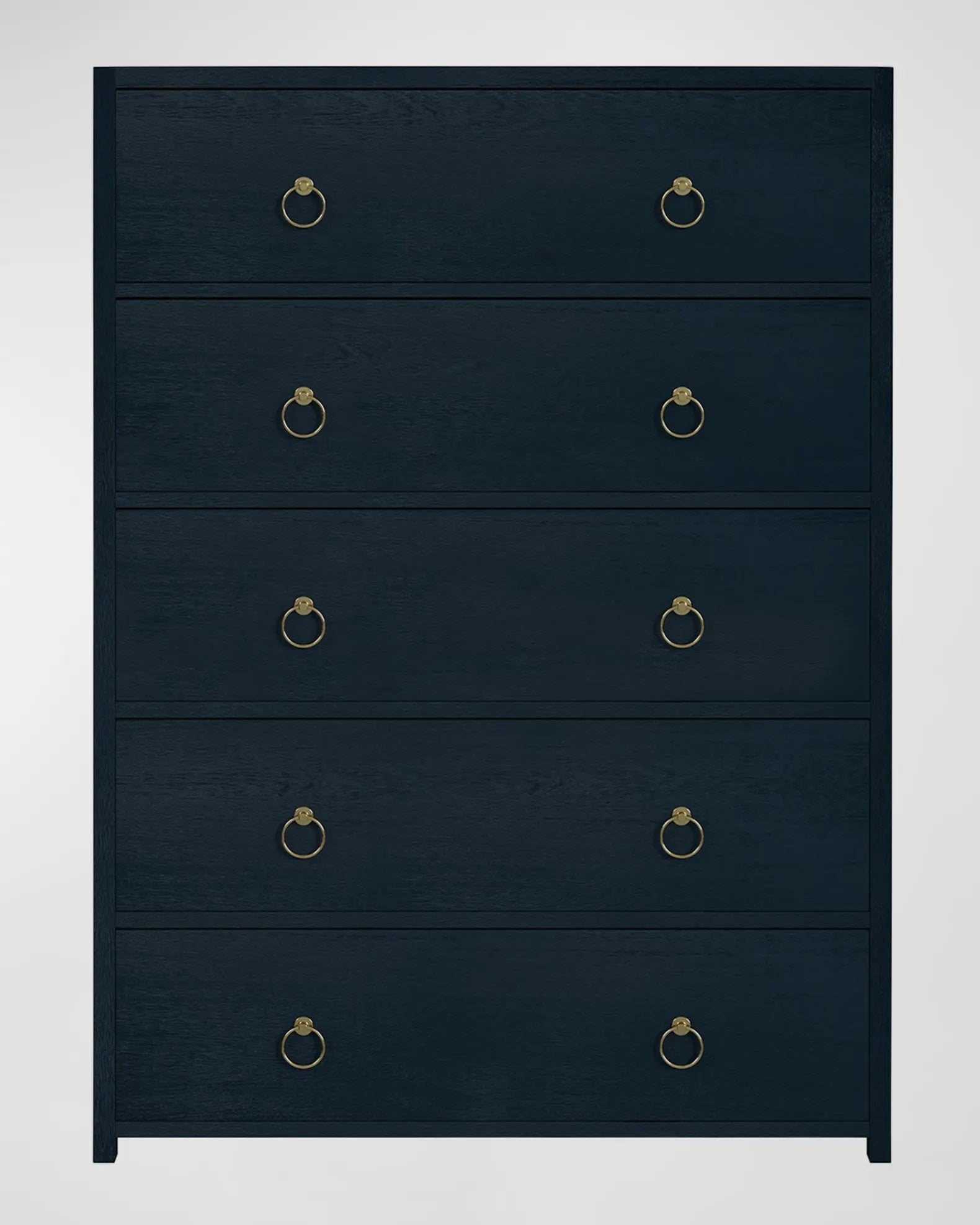Elegant Lark Chest: Golden Ring Pulls, Smooth Ball Bearing Glides, Textured Wooden Finish