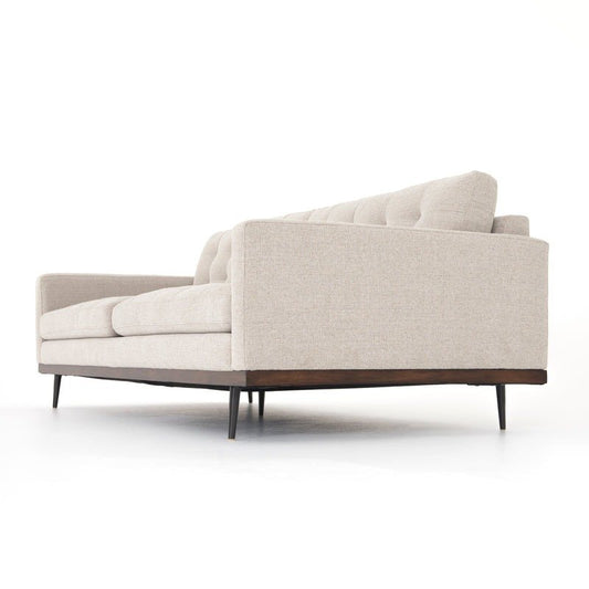 Mid-Century Cushion Sofa with Solid Wood Frame – Premium Leather