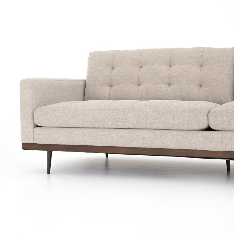 Mid-Century Cushion Sofa with Solid Wood Frame – Premium Leather