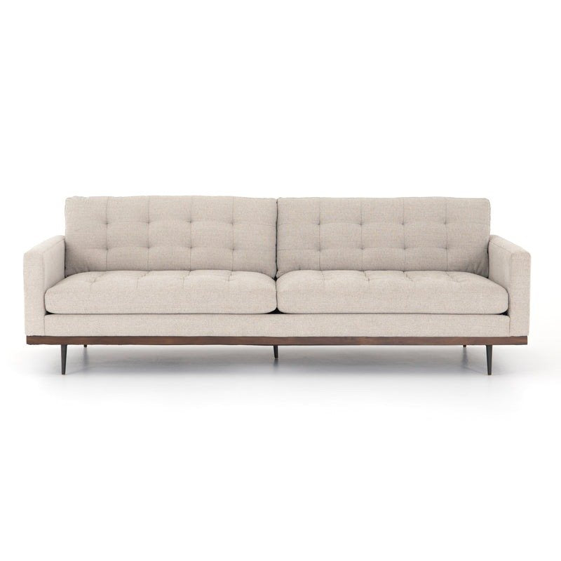Mid-Century Cushion Sofa with Solid Wood Frame – Premium Leather