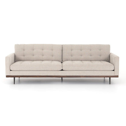 Mid-Century Cushion Sofa with Solid Wood Frame – Premium Leather