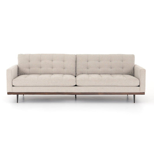 Mid-Century Cushion Sofa with Solid Wood Frame – Premium Leather