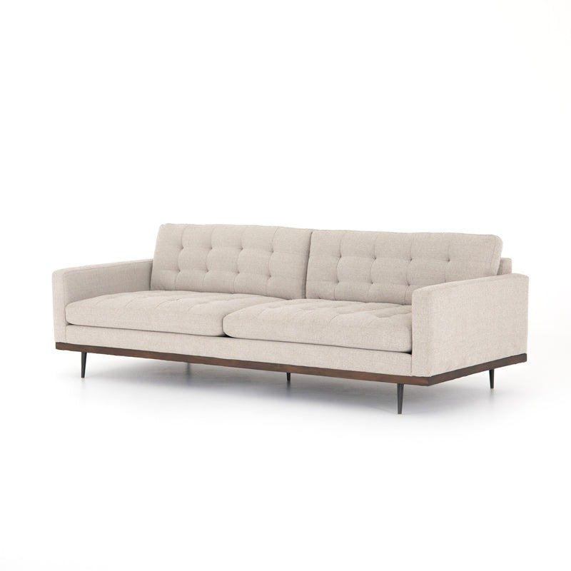 Mid-Century Cushion Sofa with Solid Wood Frame – Premium Leather