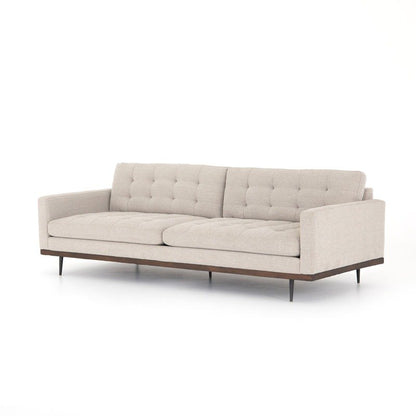 Mid-Century Cushion Sofa with Solid Wood Frame – Premium Leather