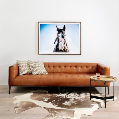Mason Premium Top-Grain Leather Solid Wood Sofa with Gunmetal Legs