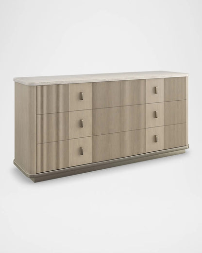 Modern Japan Faux Leather 3-Drawer Chest: Brass Accents, Curved Design Storage