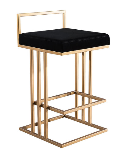 Luxurious Trevi Black Velvet Counter Stool with Gold Steel Frame and Footrest