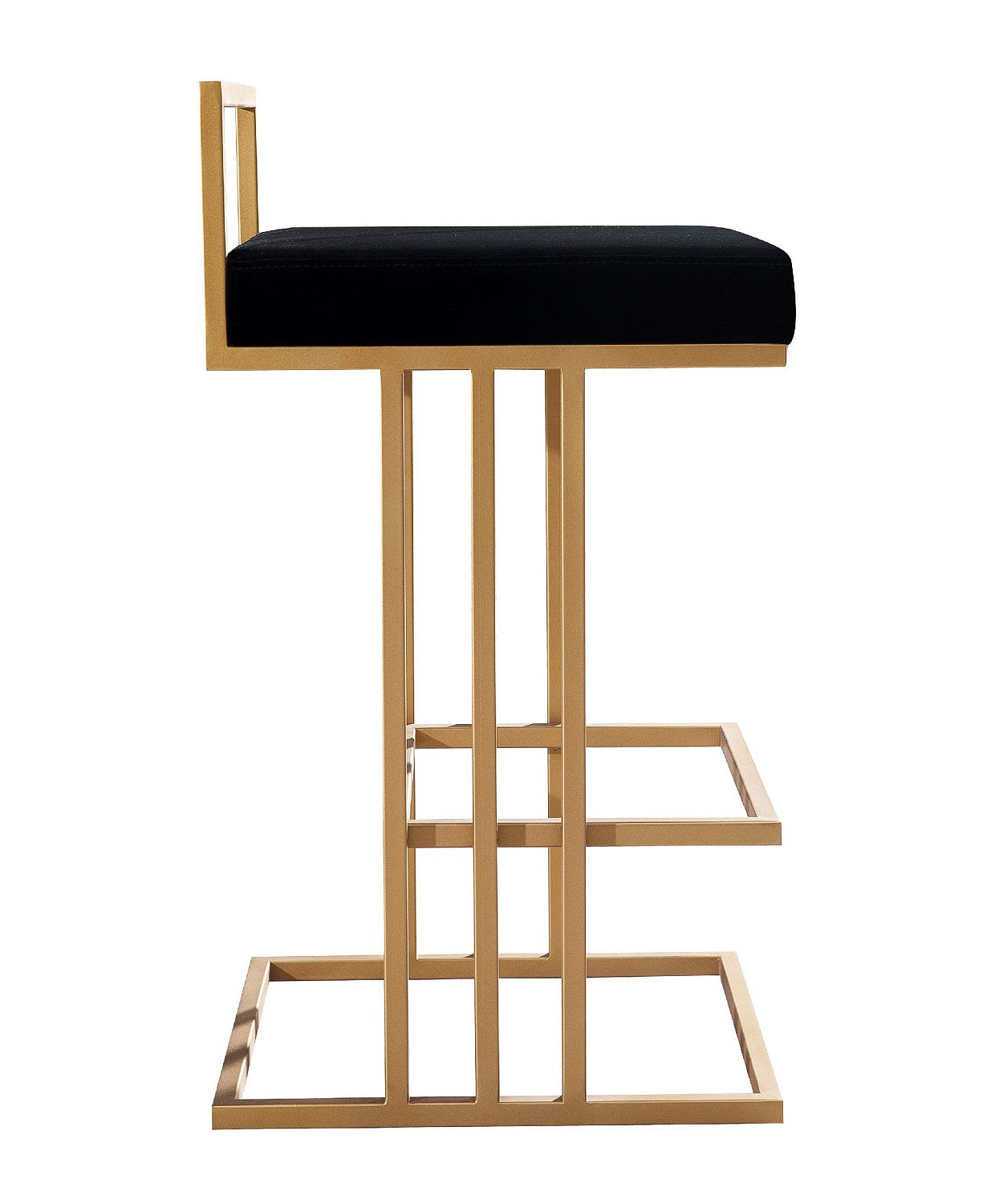 Luxurious Trevi Black Velvet Counter Stool with Gold Steel Frame and Footrest