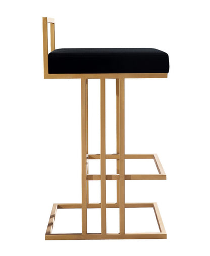 Luxurious Trevi Black Velvet Counter Stool with Gold Steel Frame and Footrest