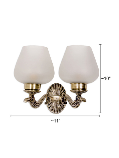Brass Antique Glass Aluminium 2-Light Wall Sconce – 27.9 cm