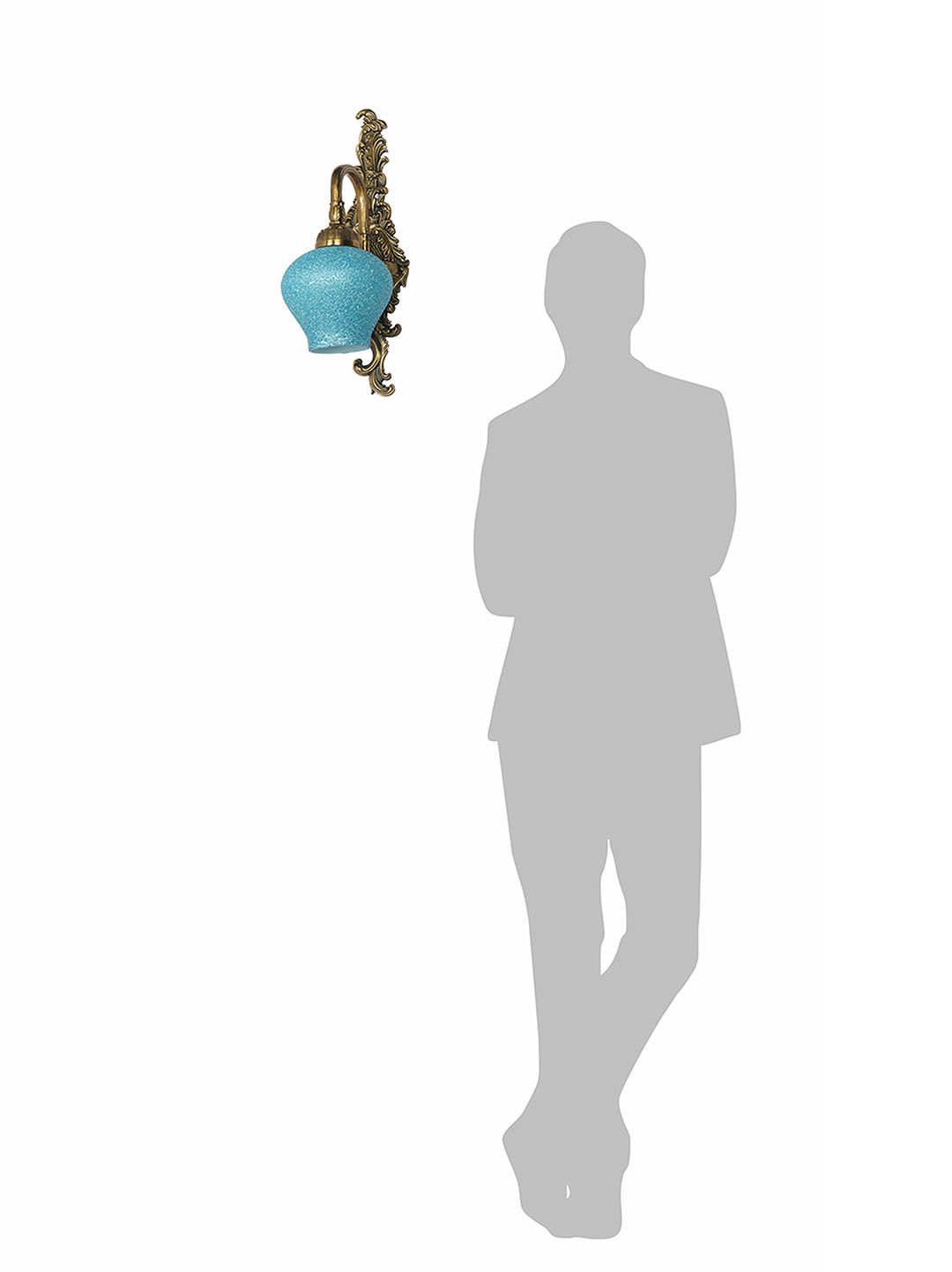 Traditional Antique Brass Wall Sconce: Blue Beaded Glass, Elegant Home Lighting
