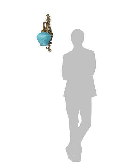 Traditional Antique Brass Wall Sconce: Blue Beaded Glass, Elegant Home Lighting