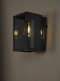 Modern Cuboid Black Steel Glass Wall Light - Indoor Outdoor Sconce Fixture