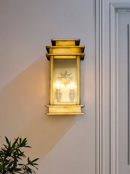 Brass Antique Glass Brass 2-Light Wall Sconce – 39.2 cm