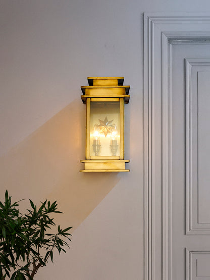 Brass Antique Glass Brass 2-Light Wall Sconce – 39.2 cm