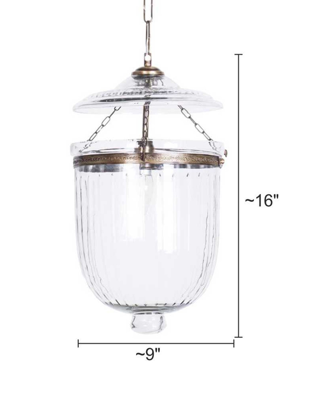 Antique Brass Glass 1-Light Lantern Pendant – 40.6 cm