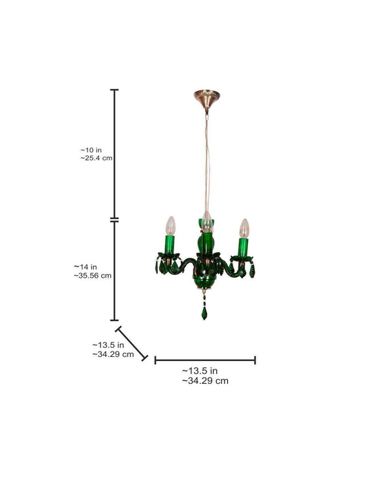 Elegant 4-Light Green Painted Glass Chandelier - Traditional Vintage Charm