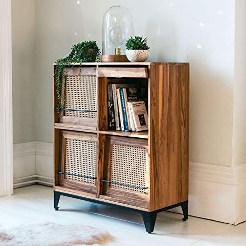 Unique Book Shelf Cabinet Furniture | Book Shelves for Living Room | Open Bookcases with 4 Shelf with Door | Mango Wood