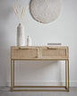Solid Wood Luxurious 2 Drawer with Tray at Bottom Alex Console Hall Table White with Golden Finish Iron Frame